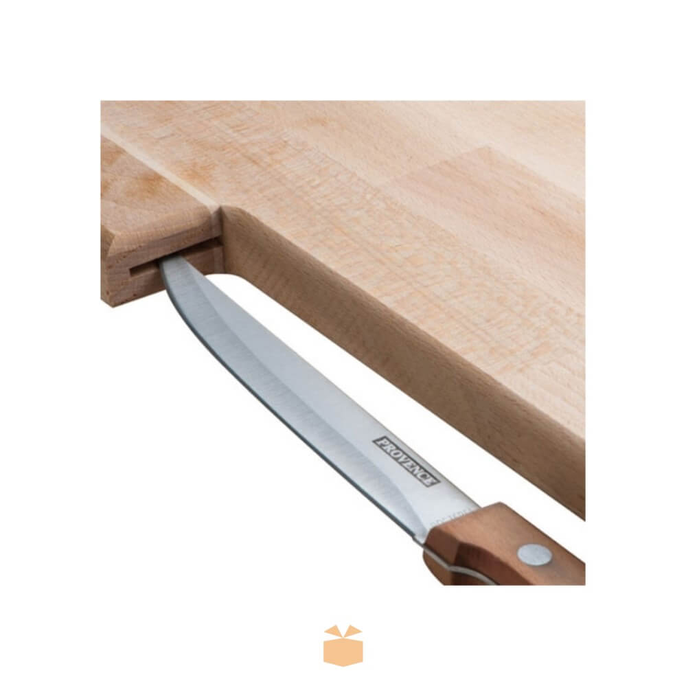 Deska do krojenia drewniana z nożem